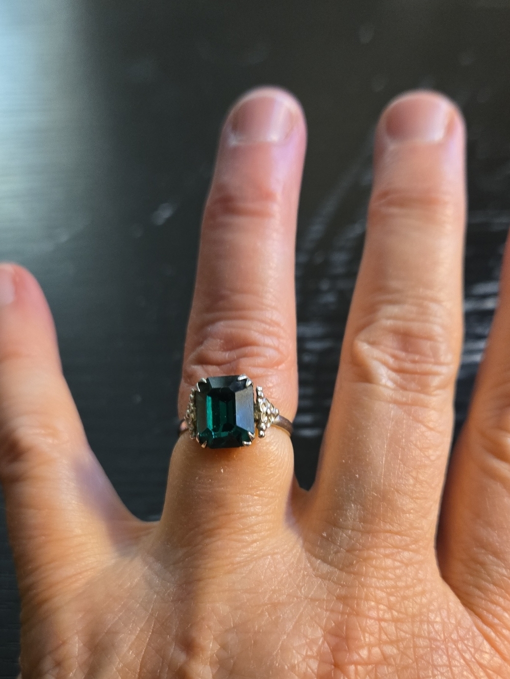 Emerald Green Octagon-Cut Statement Ring